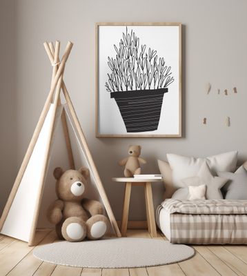 Vase With Abstract Daisy Flowers