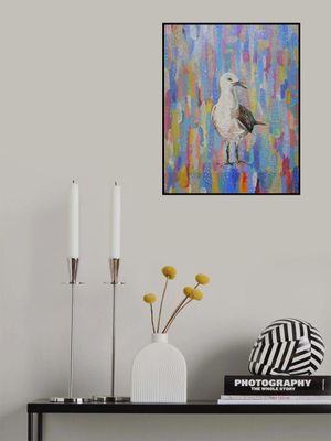 Seagull Abstract Painting – Minimalist Coastal Bird Art for Home, Office or Gift Interior