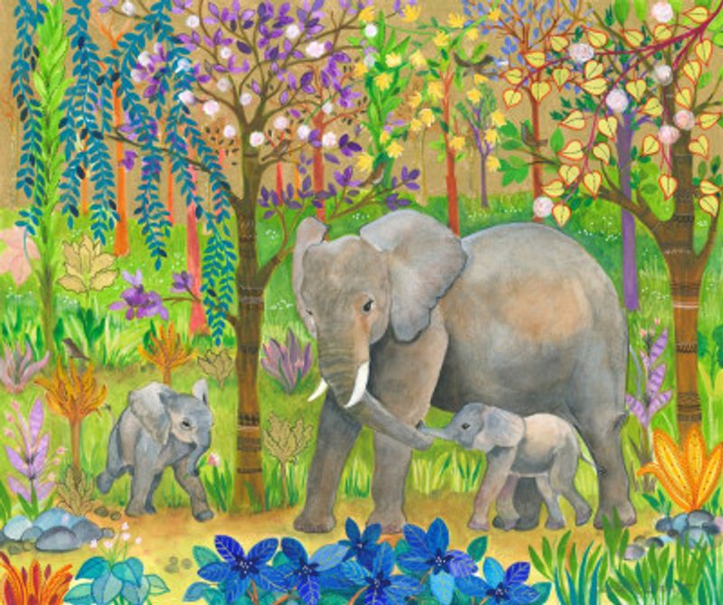 Mother Elephant With Her Calve