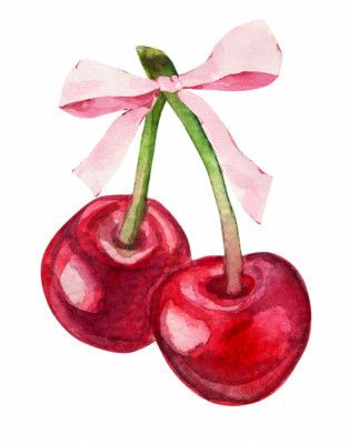 Red Cherry Pink Bow