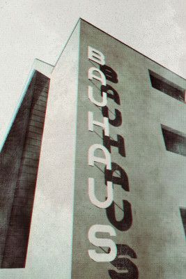Bauhaus Dessau architecture in vintage magazine style I
