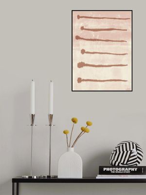 Terracotta Ink Strokes on Soft Pink and White