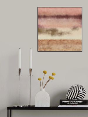 Abstract watercolor landscape in pastel colors no. 2. Pink, white, beige.