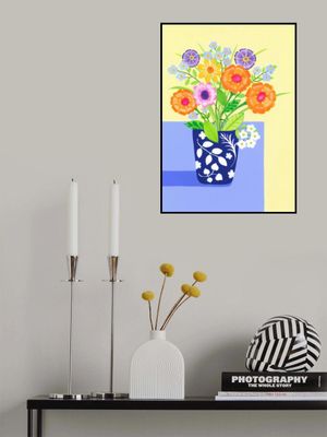 Florals Bouquet in Blue and White Vase
