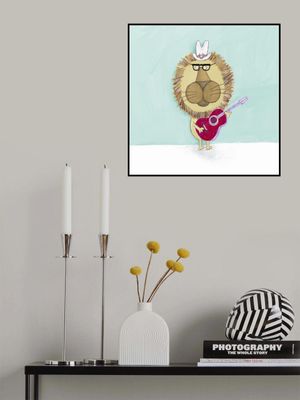 Rock Star Lion with a Cowboy Hat Plays his Guitar by Carla Daly