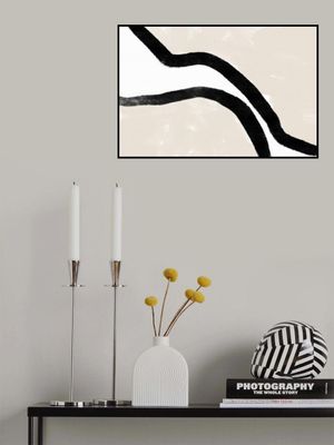 Black Curves On A Textured Beige Background