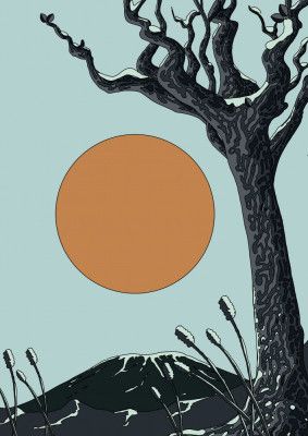 Orange Sun Over Peaks