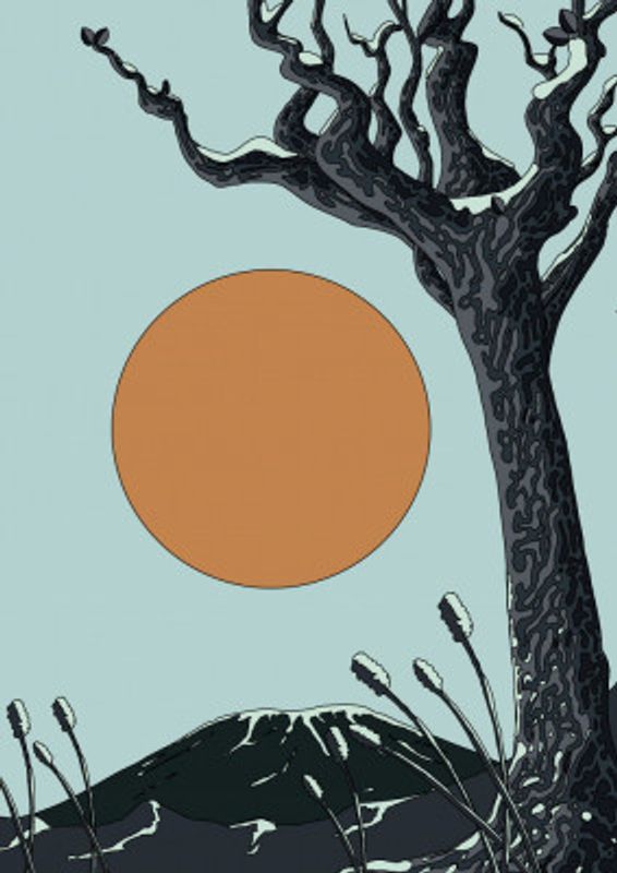 Orange Sun Over Peaks