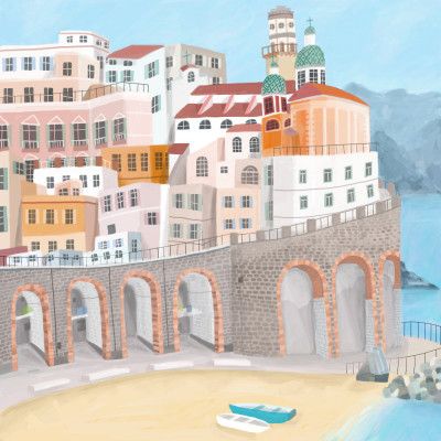 Atrani on the Amalfi coast, Italy by Artist Carla Daly
