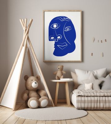 Blue Abstract Face