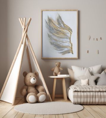 Abstract Wing in Gold and White