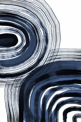 Concentric Blue and Black Brushstrokes