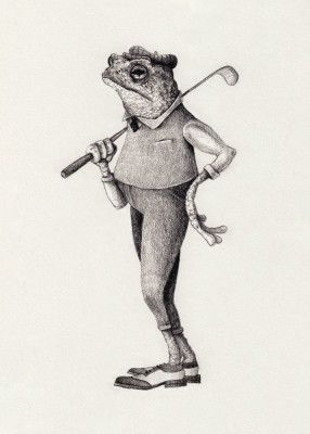 Frog In  Vintage Golf Attire