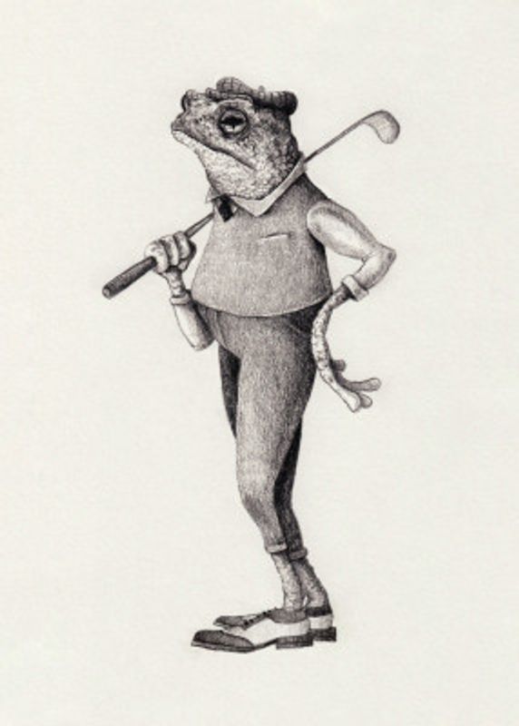 Frog In  Vintage Golf Attire