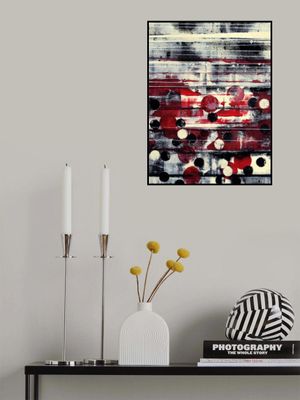 Bold Red Black and White Circular Designs