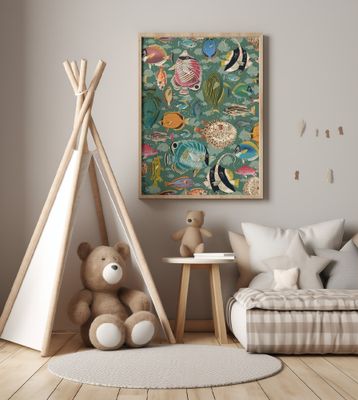 Fishes everywhere teal pattern