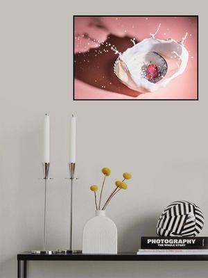 Strawberry fall into the milk trap