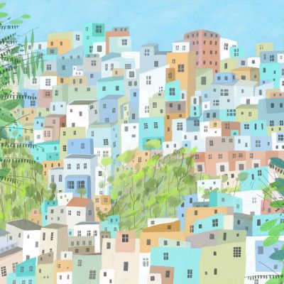View Over the Rooftops of Rio de Janeiro by Artist Carla Daly