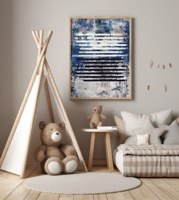 Horizontal Lines in Blue and White with Textured Patterns