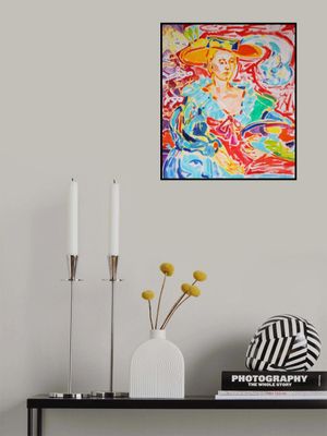 Self Portrait with Hrastovlje Dance Macabre after Self-portrait in a Straw Hat by Elisabeth Vignée Le Brun, Tamara Jare, oil on canvas, 2024