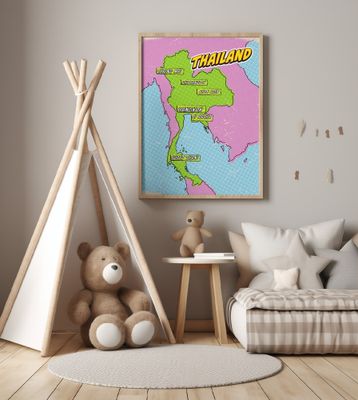 Thailand Vintage Pop Art Map
