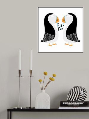 Two Puffins with Hand Drawn Text By Carla Daly