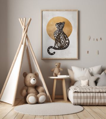 Ornate Cat Golden Moon