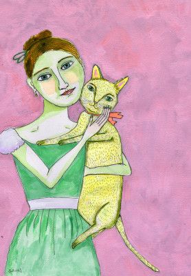 Lady with yellow cat