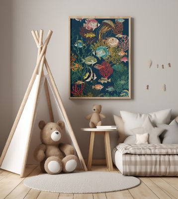 coral reef deep silence dark teal