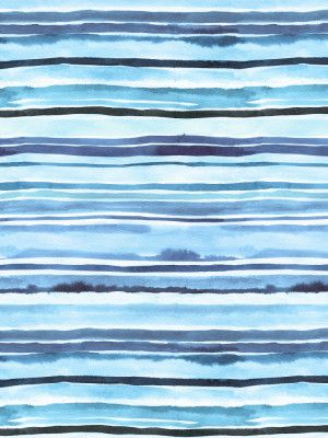 Summer Watercolour Stripes Blue Sea