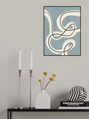 Minimalist line art in blue grey