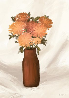 Vase of Flowers in Peach