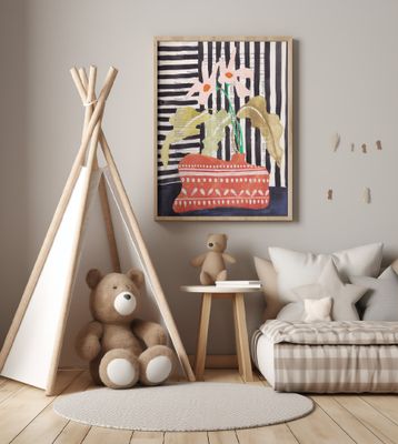 Delicate flowers in a hand-potted vase