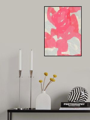 Abstract Painting In Pastel Colors. Pink, light blue and white.