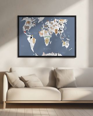 Illustrated Map of the World with Cute Animals