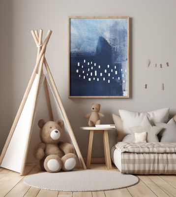 Blue Hues And White Rectangular Elements