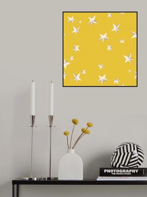 Festive winter stars  golden yellow pattern