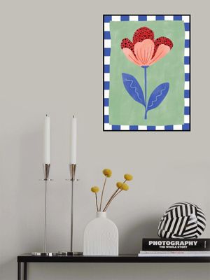 Stylized Flower With Red Petals And Black Dots