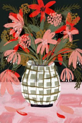 Petals in Patterned Vase