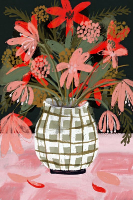 Petals in Patterned Vase