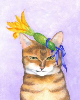 Jasper Cat and Courgette Hat