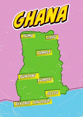 Ghana Pop Art Map