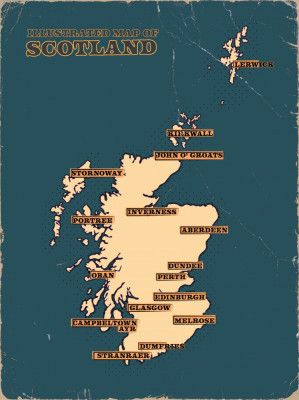 Vintage Style Map Of Scotland
