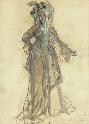 Sketched Woman in an Edwardian Era Dress