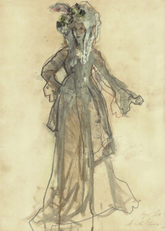 Sketched Woman in an Edwardian Era Dress