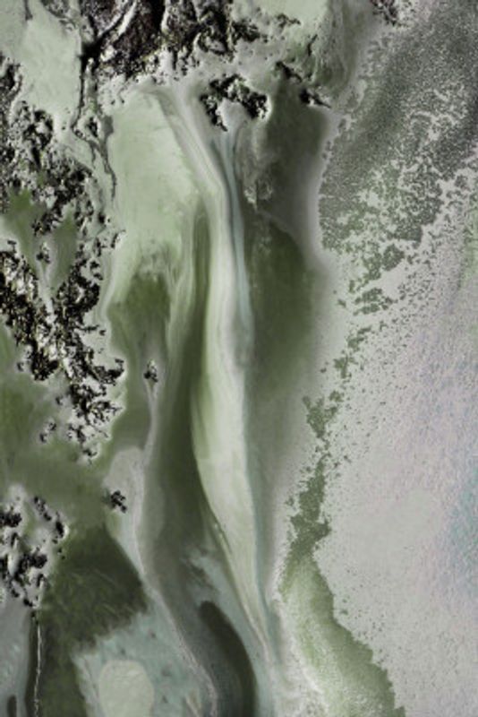 Hand Painted -Midnight Mirage - Green textured art