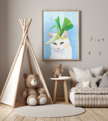 Cat in Chic Leek Hat