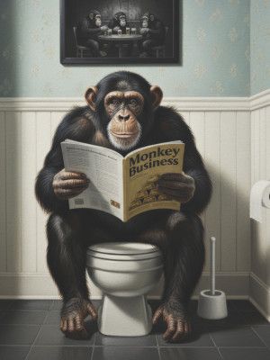 Chimpanzee In the Bathroom