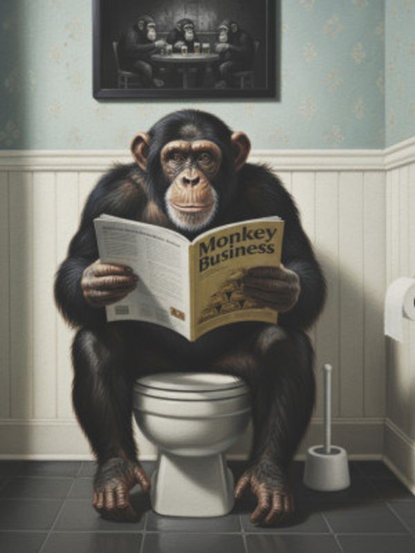 Chimpanzee In the Bathroom