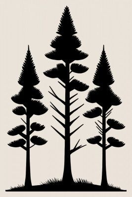 Three Stylized Pine Trees